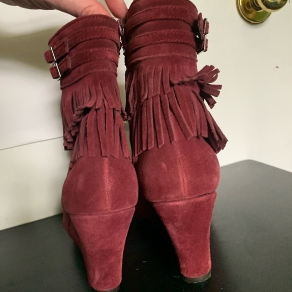 RUFFLED fringe suede wedge zipper bootie - Picture 6 of 6